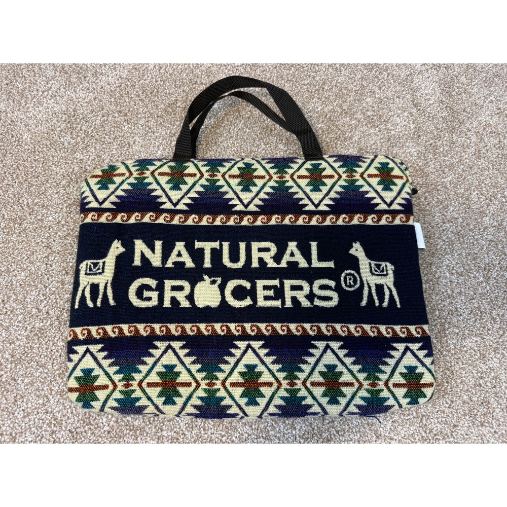 Natural Grocers Wool Blend Laptop Bag Llama Southwestern Made in Ecuador Navy